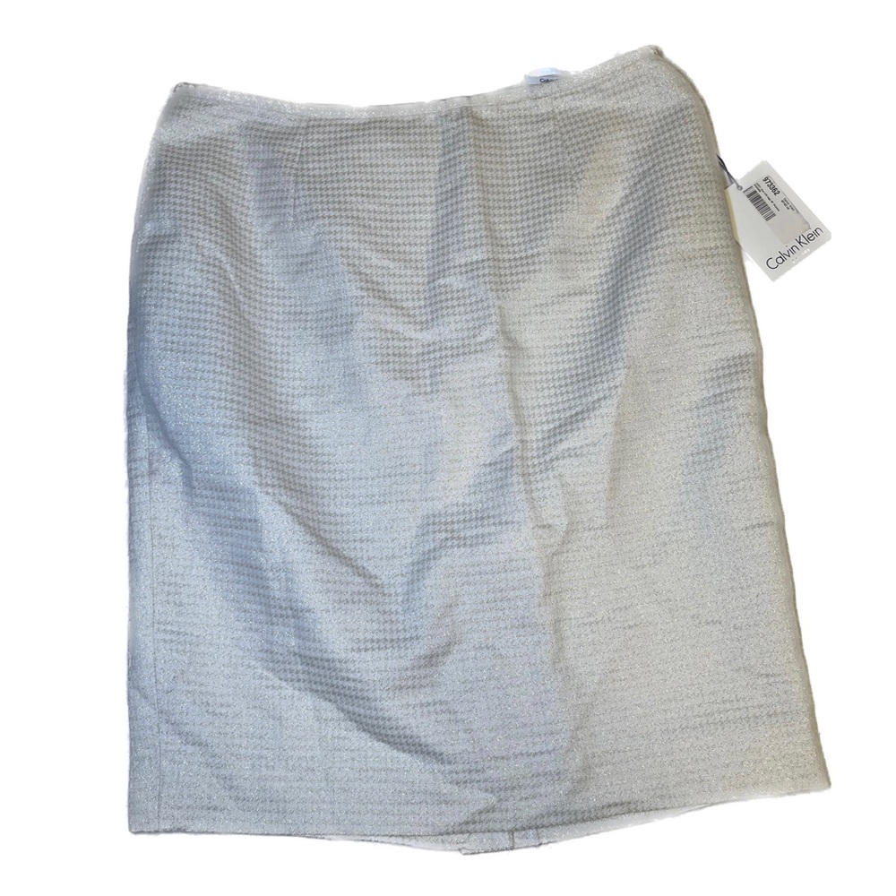 NWT Calvin Klein Pencil Skirt White Metallic Glitter New Women’s Size 6
